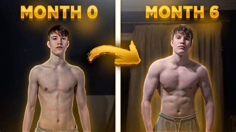 6 month skinny to muscular transformation|Six Month Body Transformation